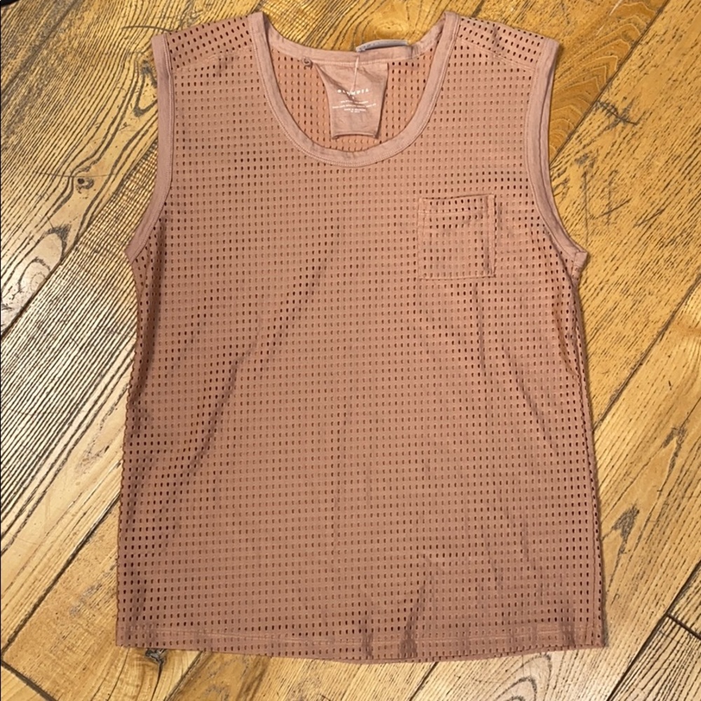 Olympia Mesh Sleeveless Avery Blush Top w Pocket - Picture 5 of 5